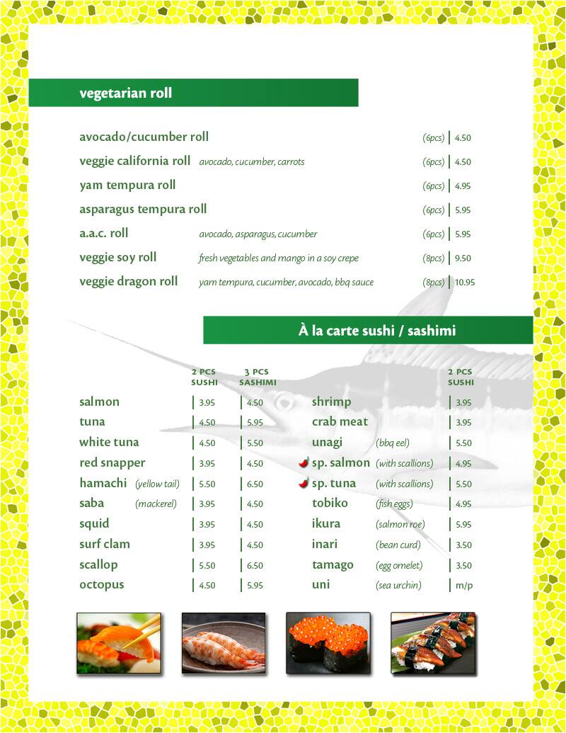 Ta Ke Sushi Restaurant Menu Menu For Ta Ke Sushi Restaurant London London