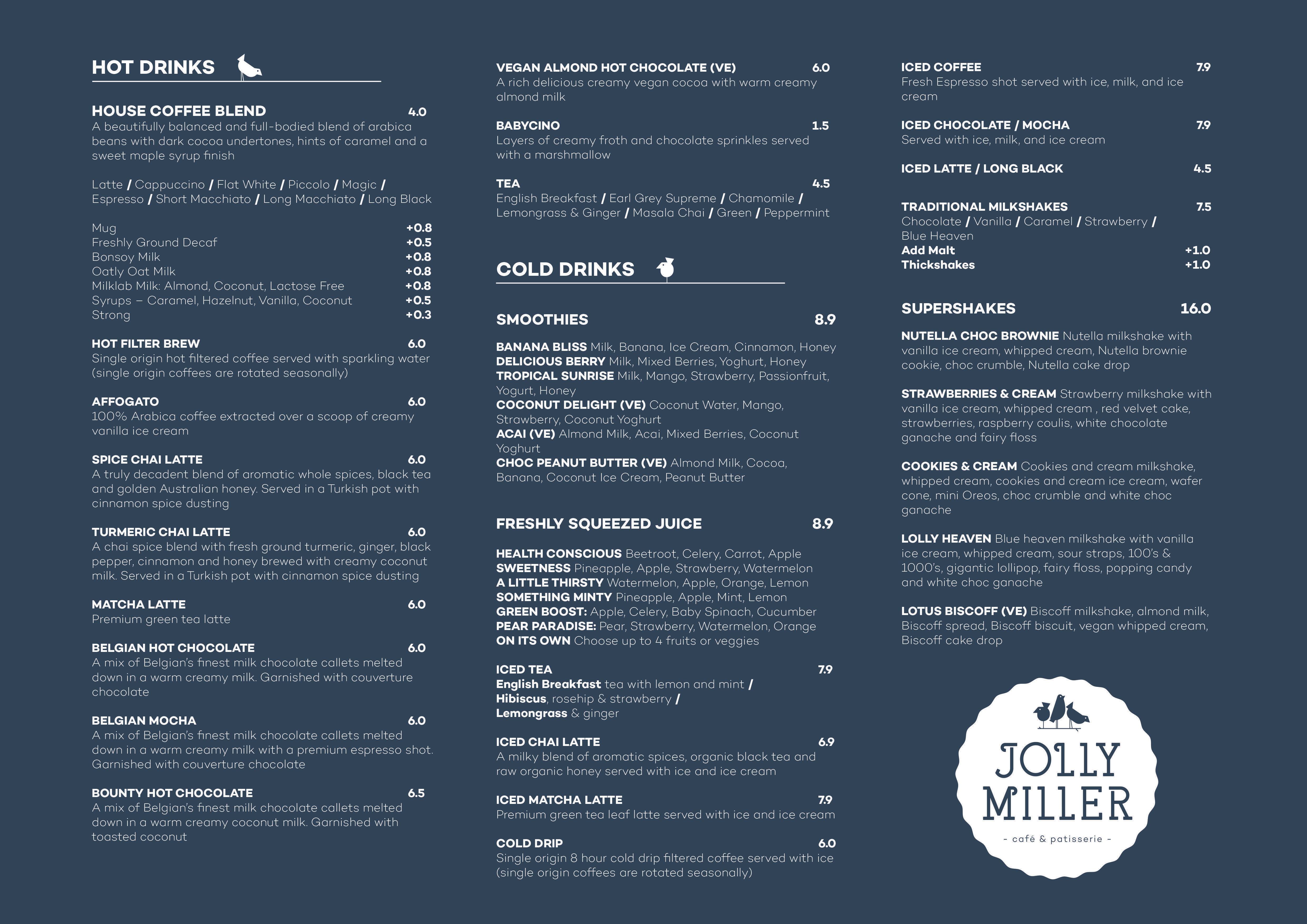 The Jolly Miller Cafe Menu Menu For The Jolly Miller Cafe Balwyn North Melbourne