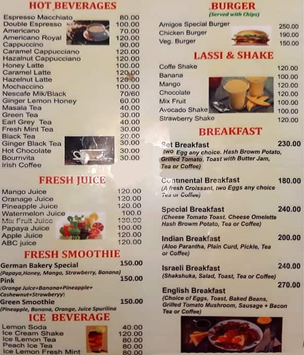 Menu at German Bakery, Manali, Manu Temple Rd