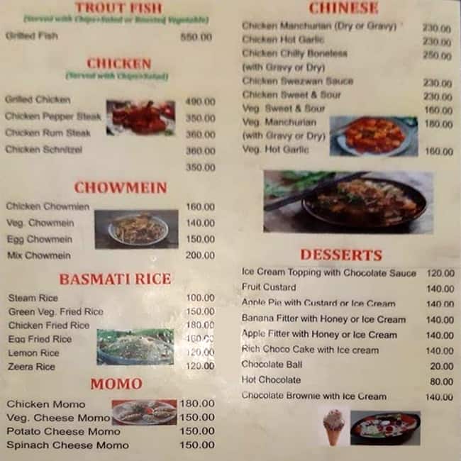 Menu at German Bakery, Manali, Manu Temple Rd