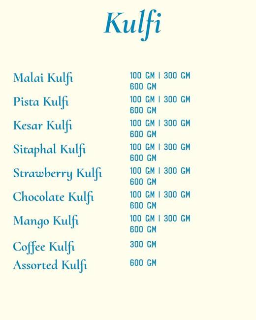 Menu of Parsi Dairy Farm, Ghatkopar East, Mumbai