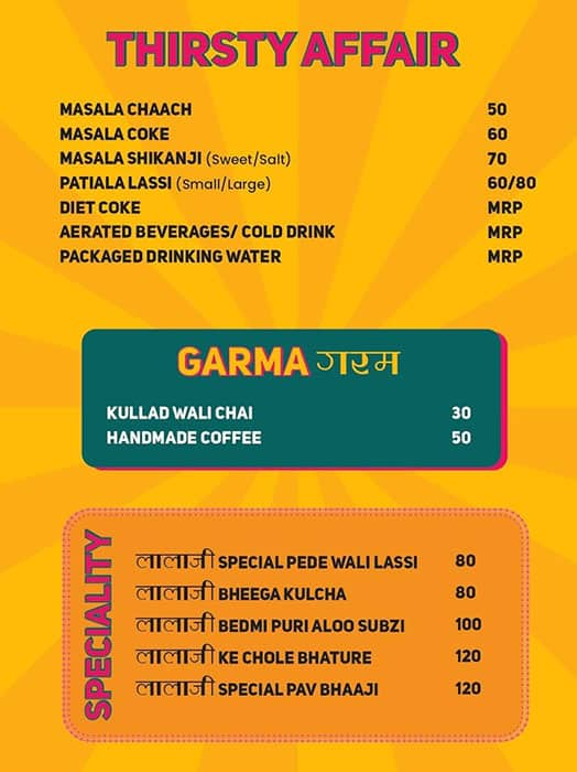 Menu of Lalaji- Authentic Indian Chaat, Durgapura, Jaipur