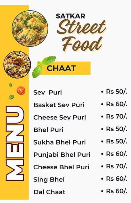 Menu of Satkar Street food Mulund East Mumbai Menu of Satkar Street food Mulund East Mumbai