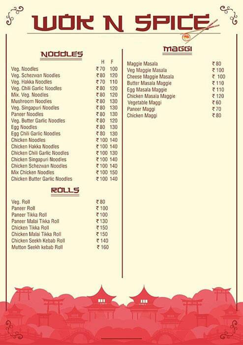 Wok n Spice menu