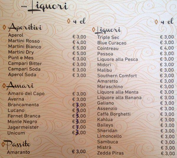 Menu di Moby Dick - Caffè Berardo 