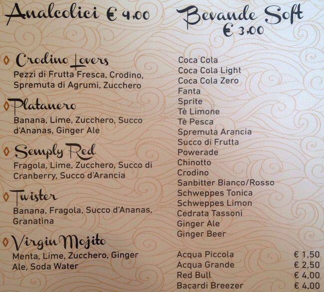 Menu di Moby Dick - Caffè Berardo 
