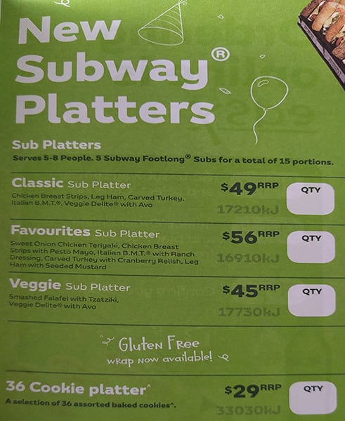Carta de Subway