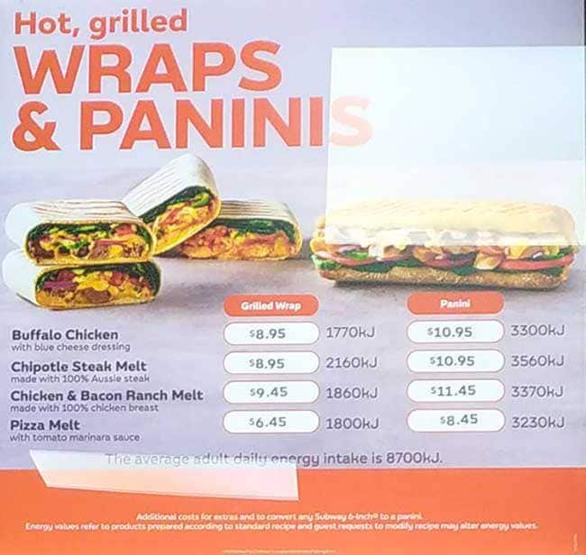 Carta de Subway
