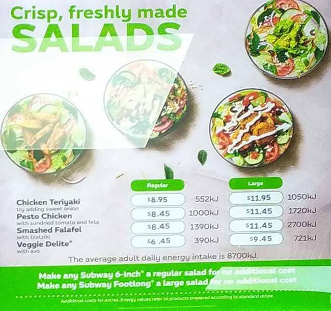 Carta de Subway