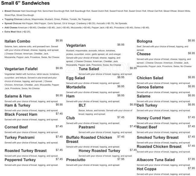 Freddie's Sandwiches Menu - Urbanspoon/Zomato