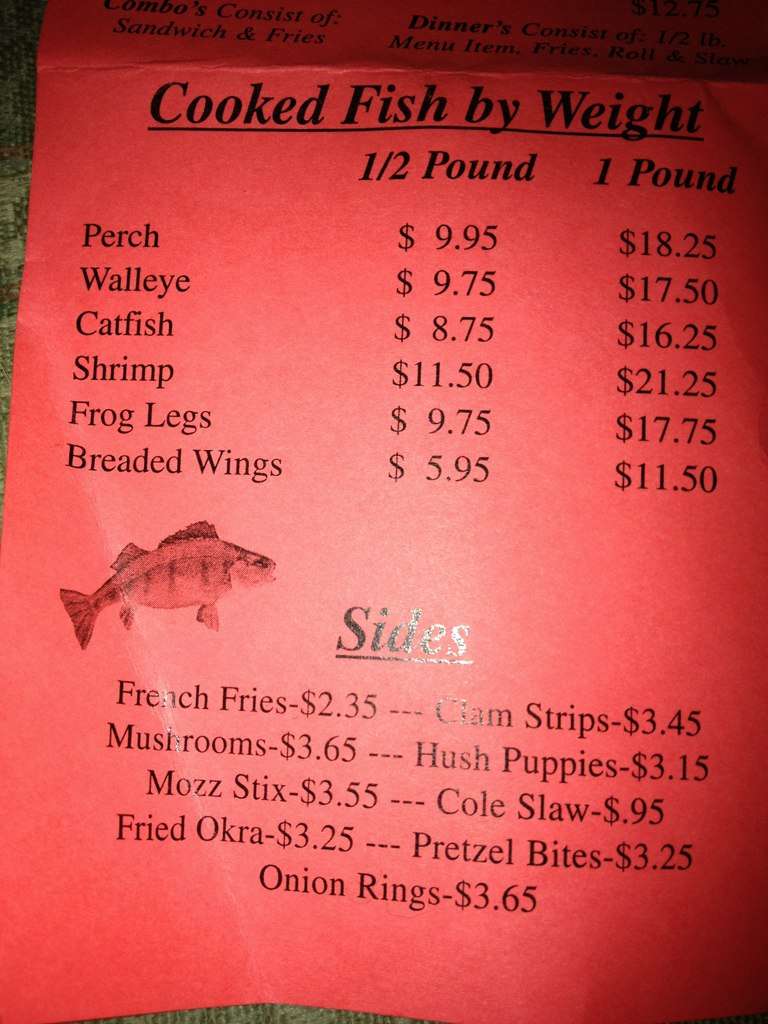 Menu at New Sandusky Fish Co restaurant, Sandusky