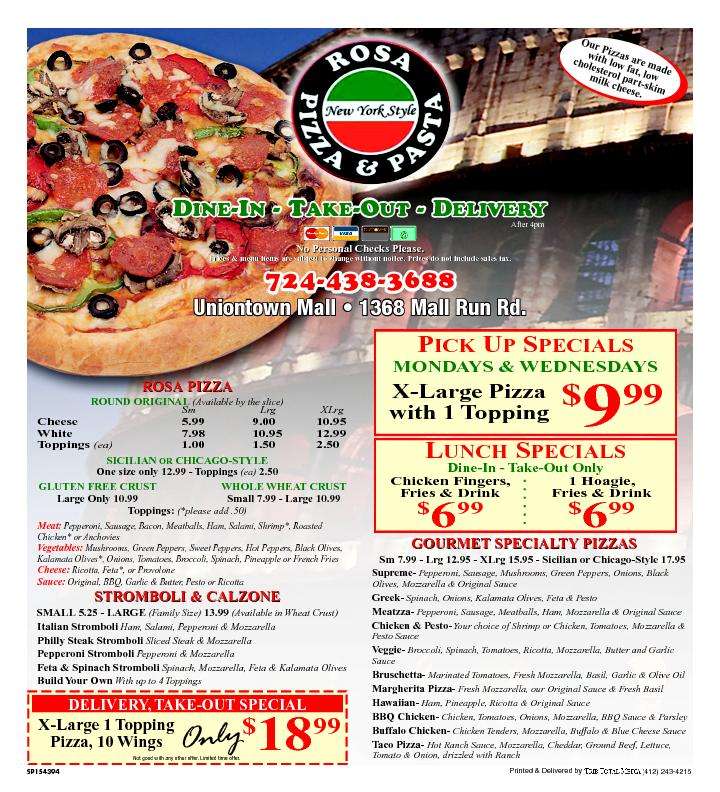 Rosa Pizza Uniontown Mall Menu Urbanspoon/Zomato