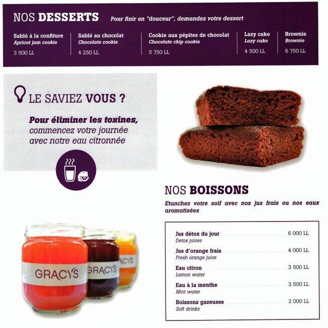 Gracy's menu