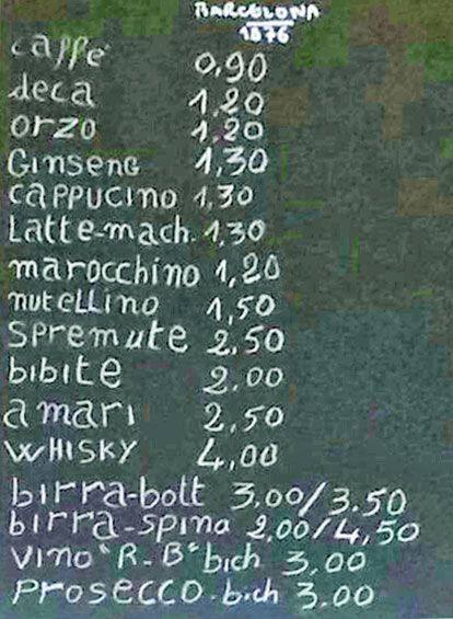 Menu di Grecale's University Bar 