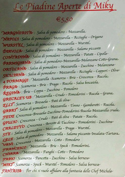 Menu di Grecale's University Bar 
