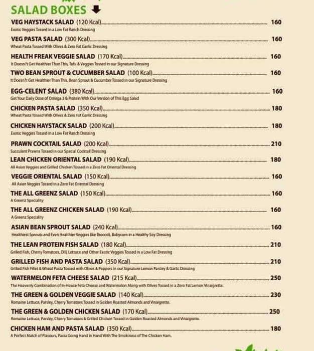 Greenzz-Meals & Salads menu