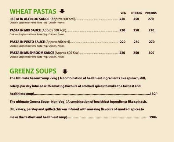 Greenzz-Meals & Salads menu