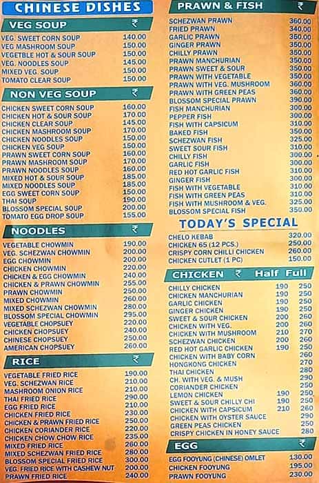 Blossom menu