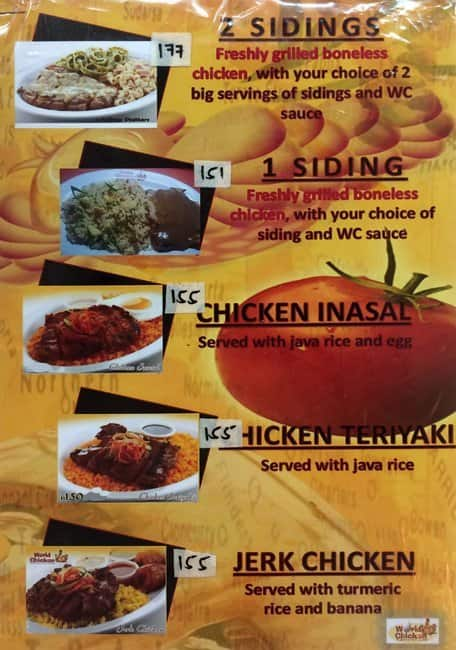 World Chicken Menu, Menu for World Chicken, Ortigas ...