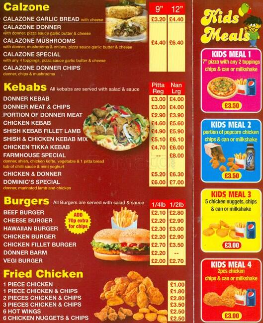 Dominics menu