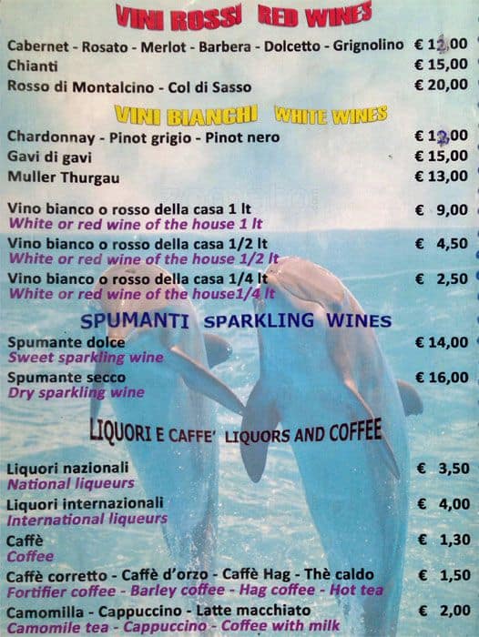 Menu di Sacco e Farina - Milano 