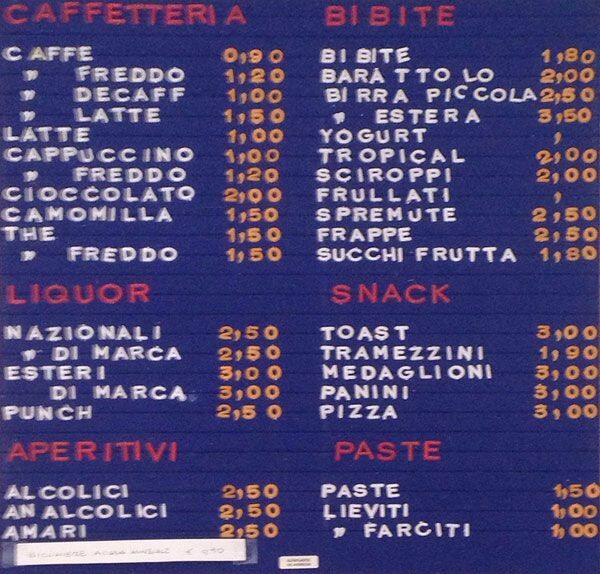 Menu di Un caffè, una sigaretta e... 