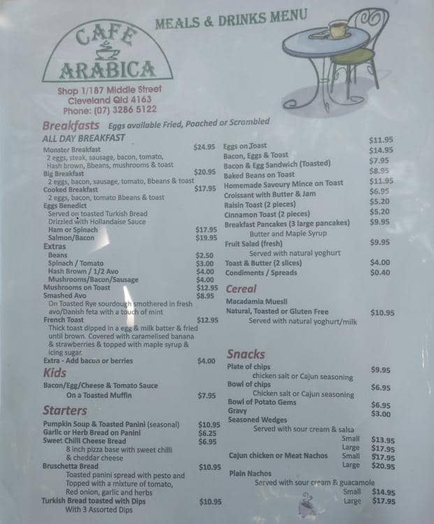 Cafe Arabica Menu Menu For Cafe Arabica Cleveland