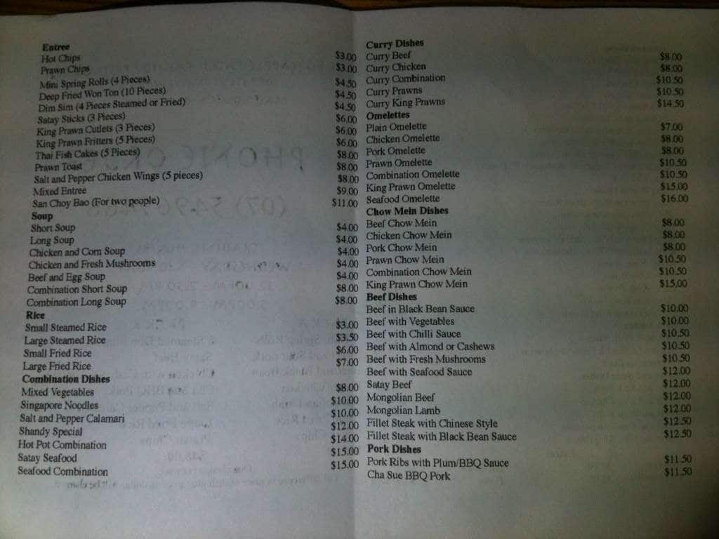 Pineapple Patch Chinese Restaurant & Takeaway Menu Urbanspoon/Zomato