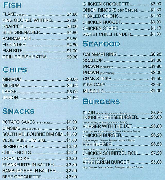 Flounders Menu, Menu for Flounders, Cranbourne, Melbourne Urbanspoon
