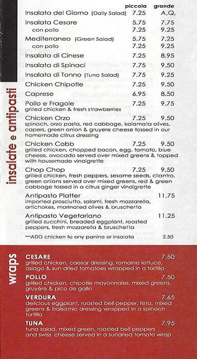 Caffe Roma menu