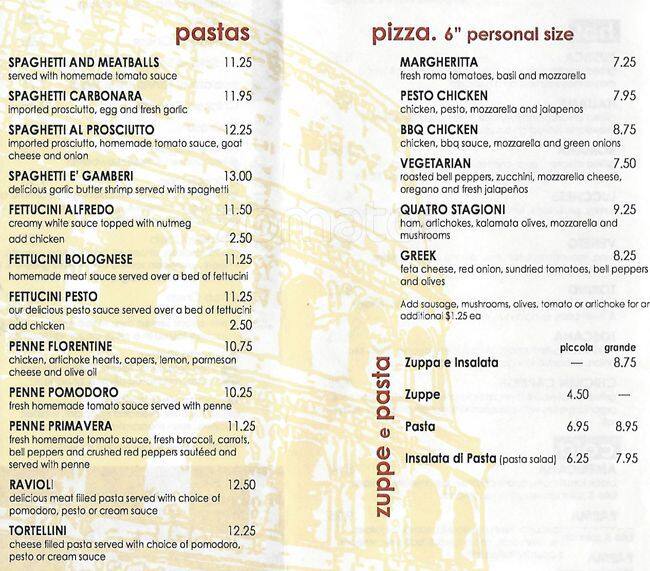 Caffe Roma menu