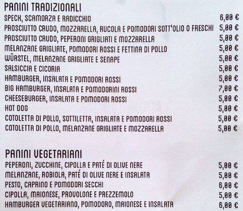 L' Altro Chiosco Speisekarte