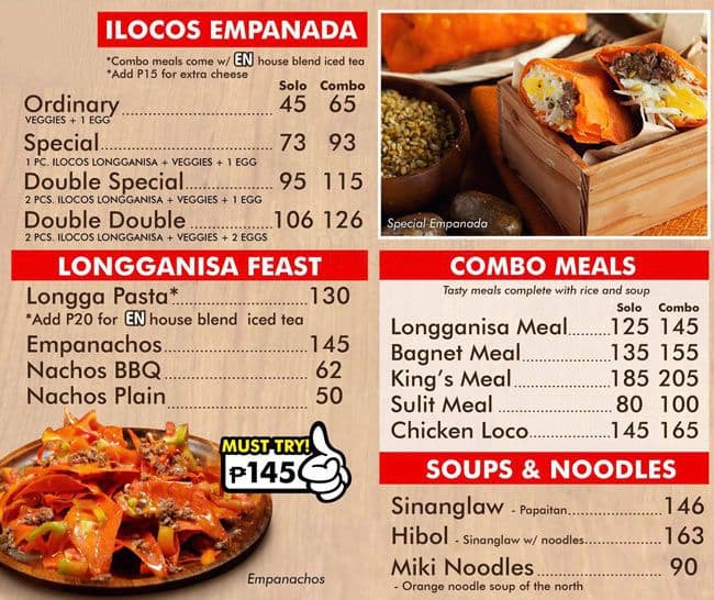 Empanada Nation Menu, Menu for Empanada Nation, Bonifacio Global City