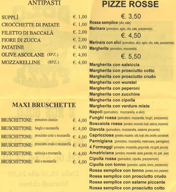 Solo Pizza меню