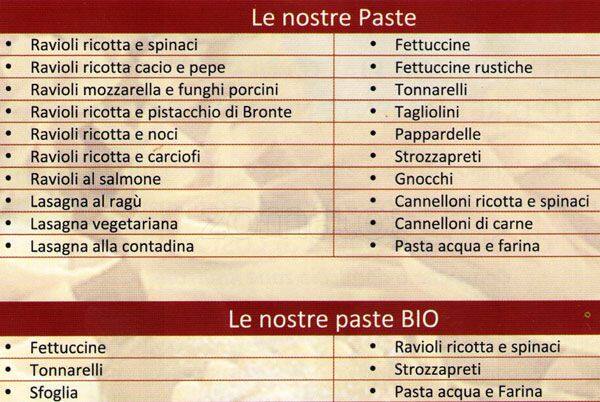 Menu di Amor di Pasta 