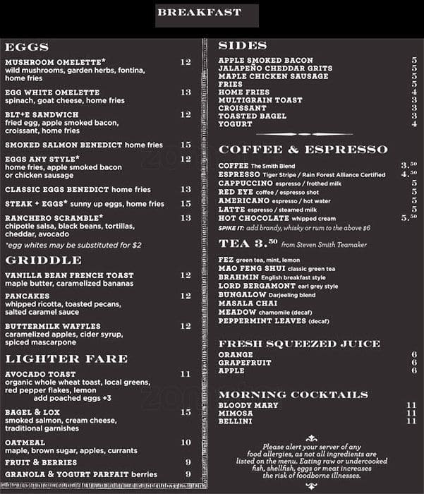 The Smith Menu, Menu for The Smith, Turtle Bay, New York City ...