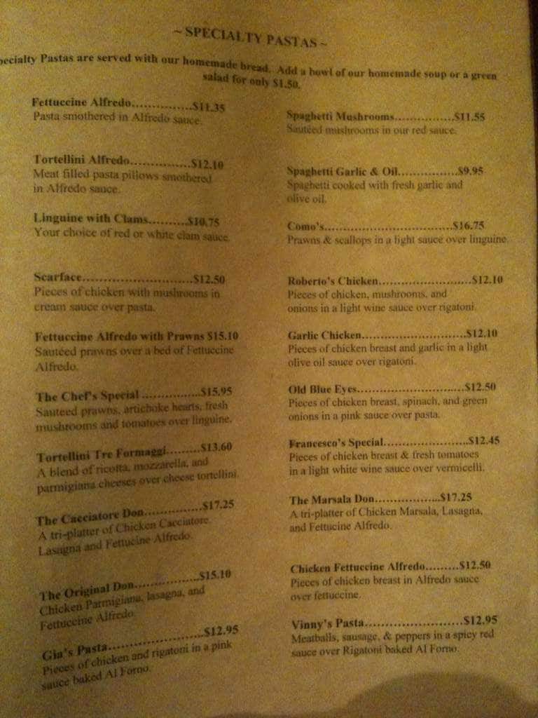 Menu at Dicicco's pizzeria, Fresno, E Kings Canyon Rd