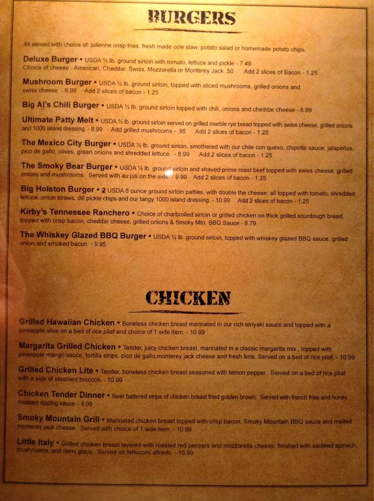Holston S Kitchen Menu Menu For Holston S Kitchen Sevierville Knoxville