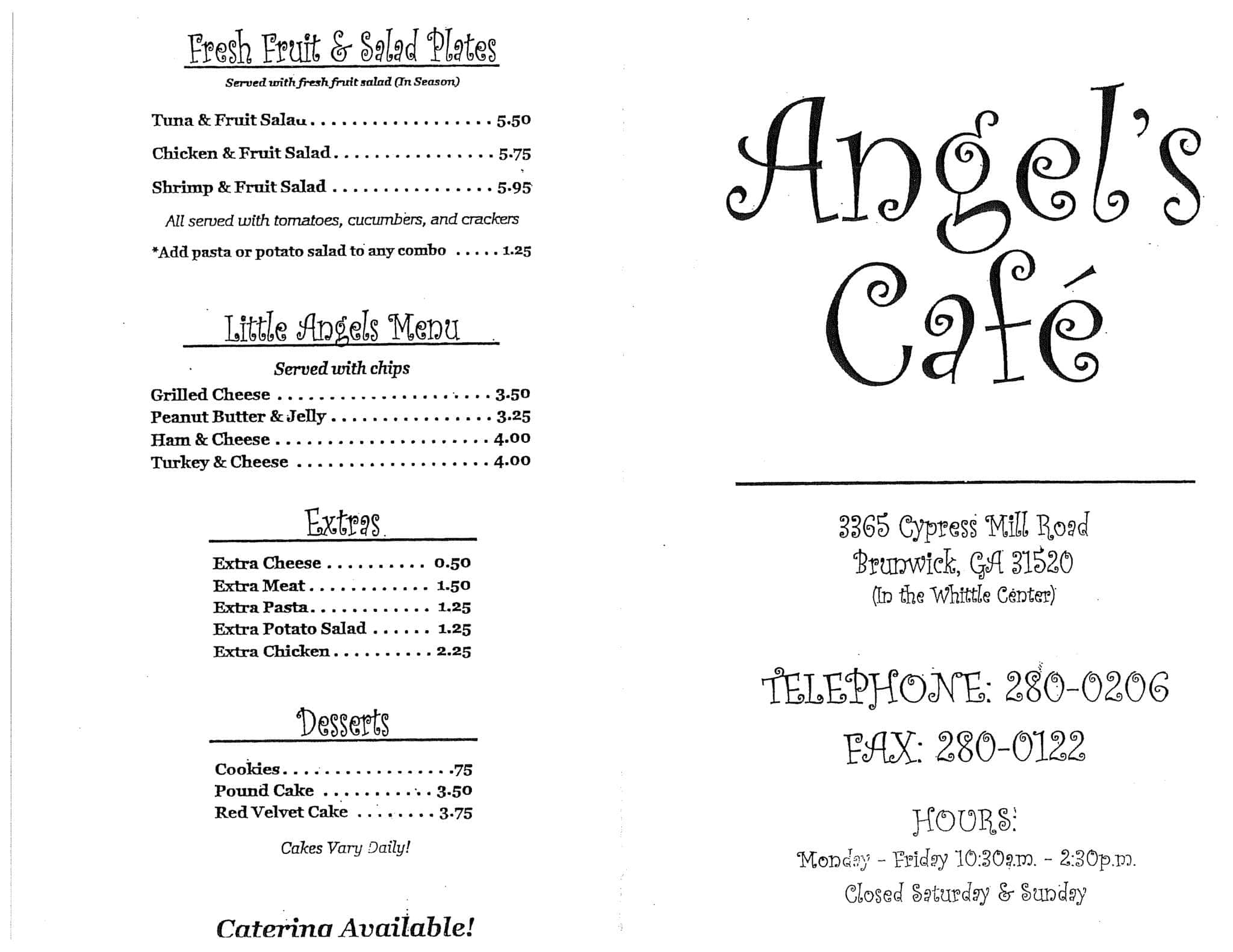 Angels Cafe Menu Brunswick Ga Angels Cafe Menu Brunswick Ga