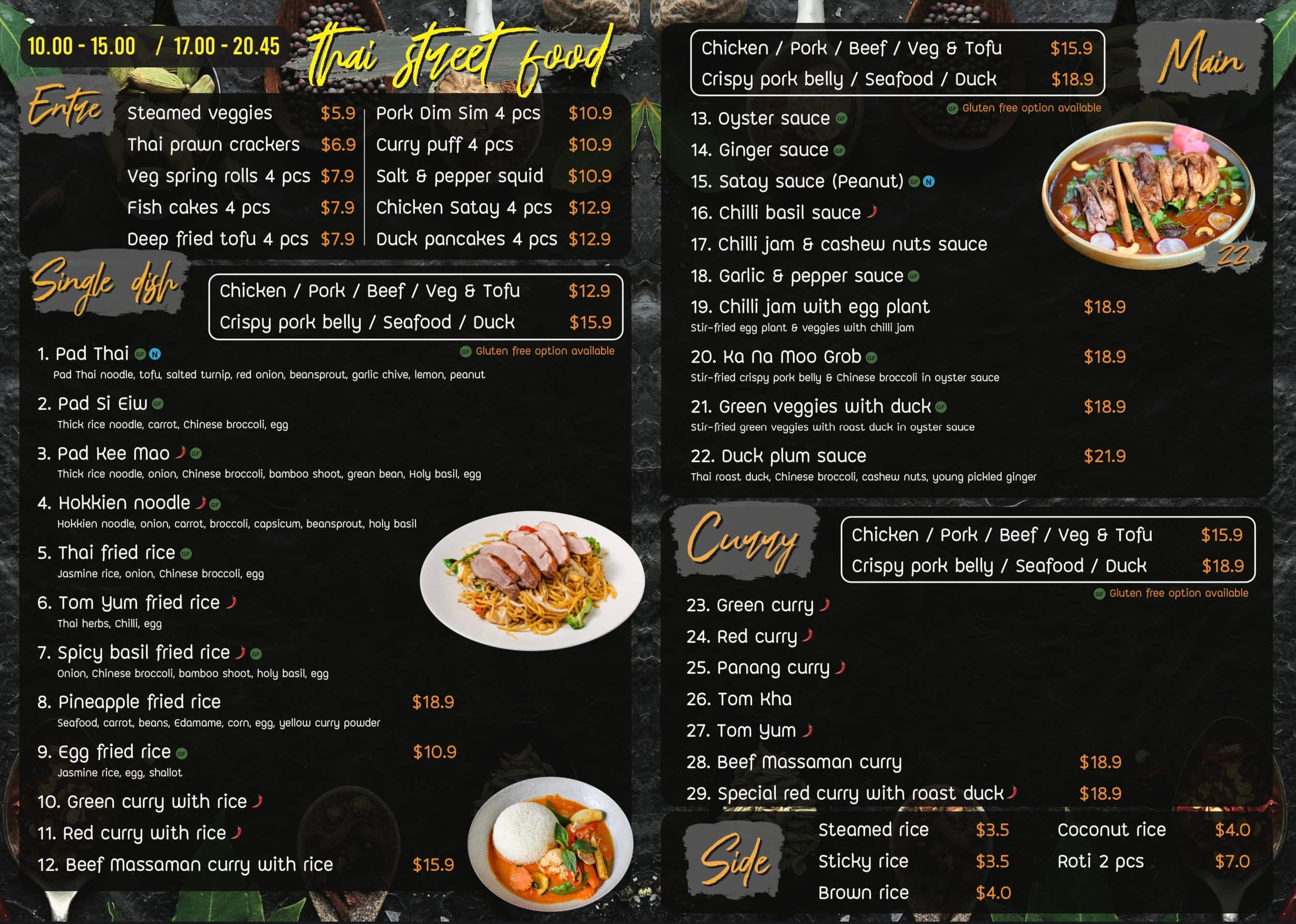 Full Moon Cafe Thai Restaurant Menu