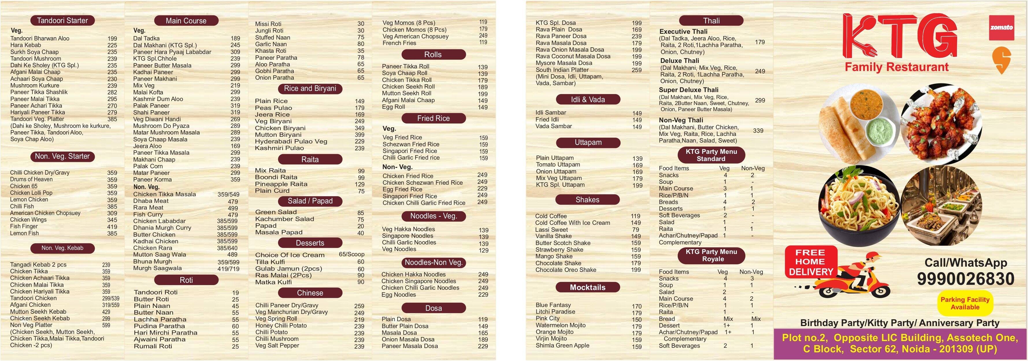 Menu at KTG Restaurant, Noida