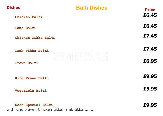 Desh menu