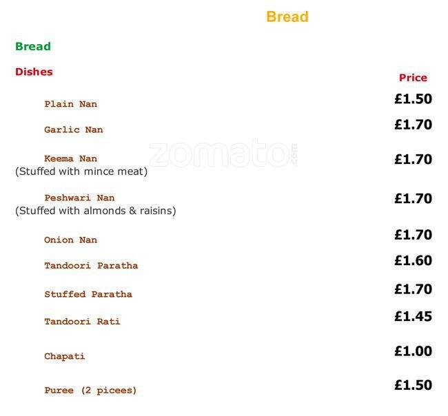 Desh menu