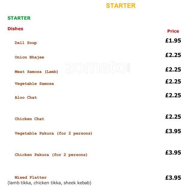 Desh menu
