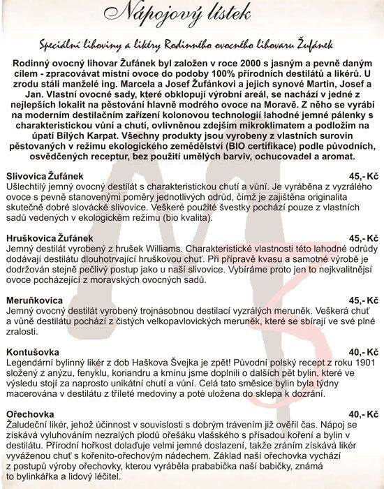 Menu at Mtrojka pub & bar, Olomouc