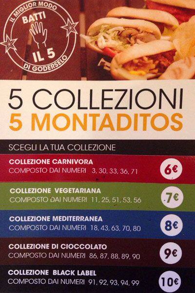 Menu di 100 Montaditos 