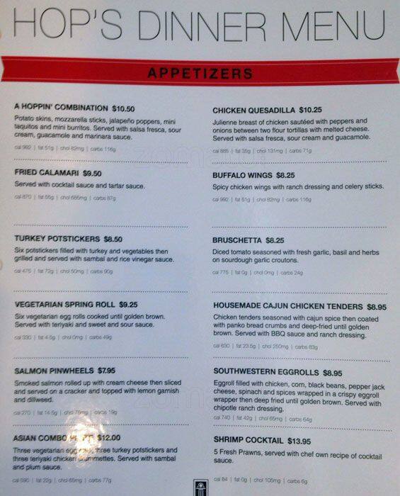 Hops Menu, Menu for Hops, Santa Clara, Santa Clara Urbanspoon/Zomato