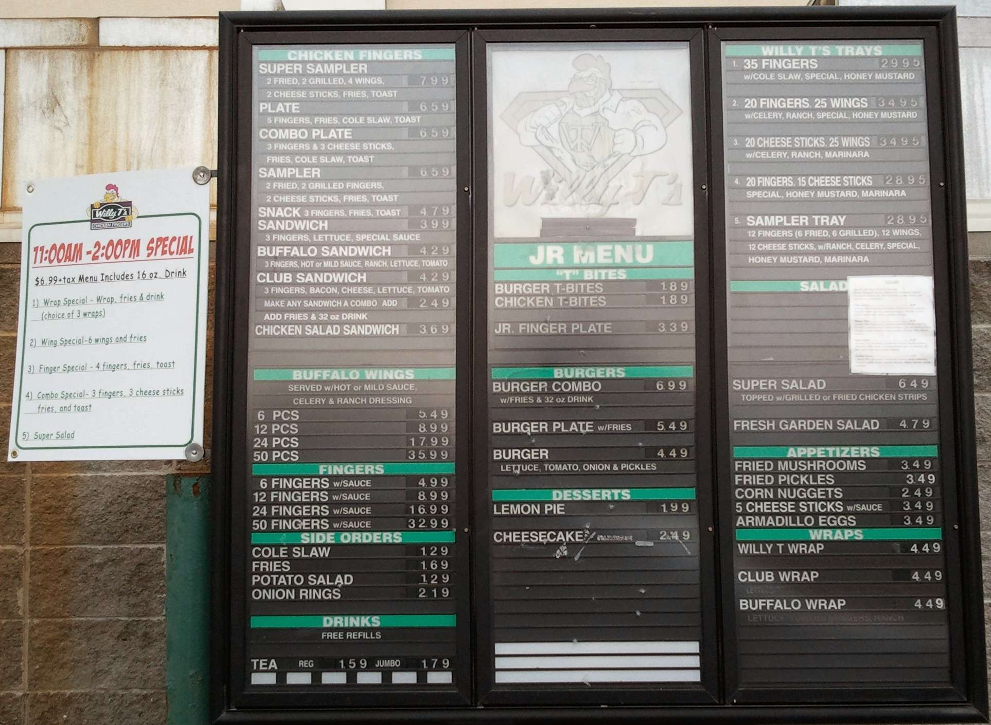 Willy T's Menu, Menu for Willy T's, Robertsdale, Mobile Bay