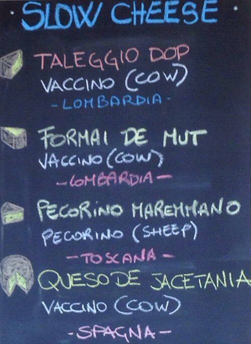 Menu di Slow Wine 
