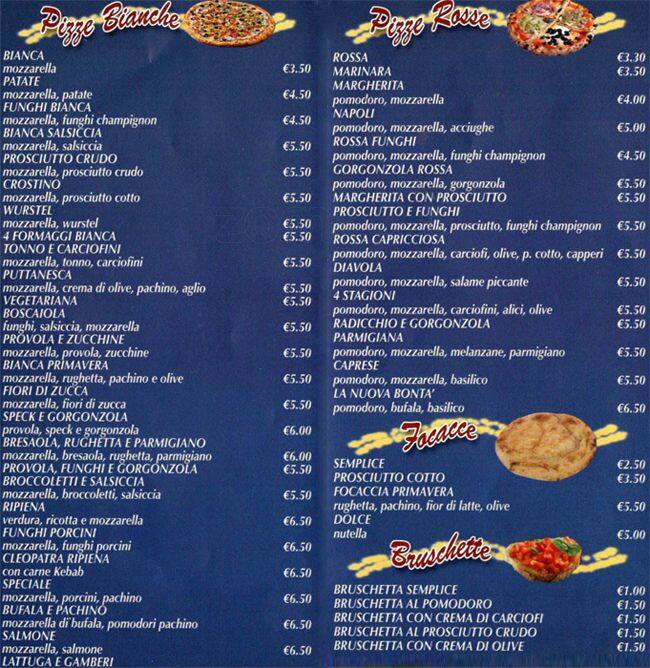 Menu di La Bontà Pizza Kebab 